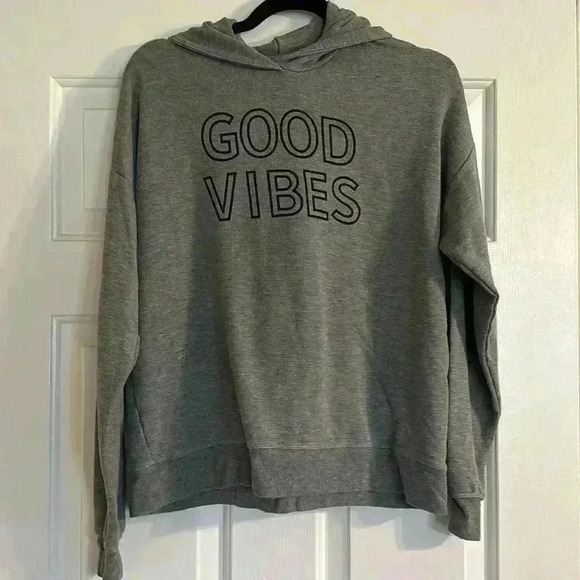 Marled Tops - EUC Women’s Grey “Good Vibes” Hoodie, Marled Reunited Clothing, Size M